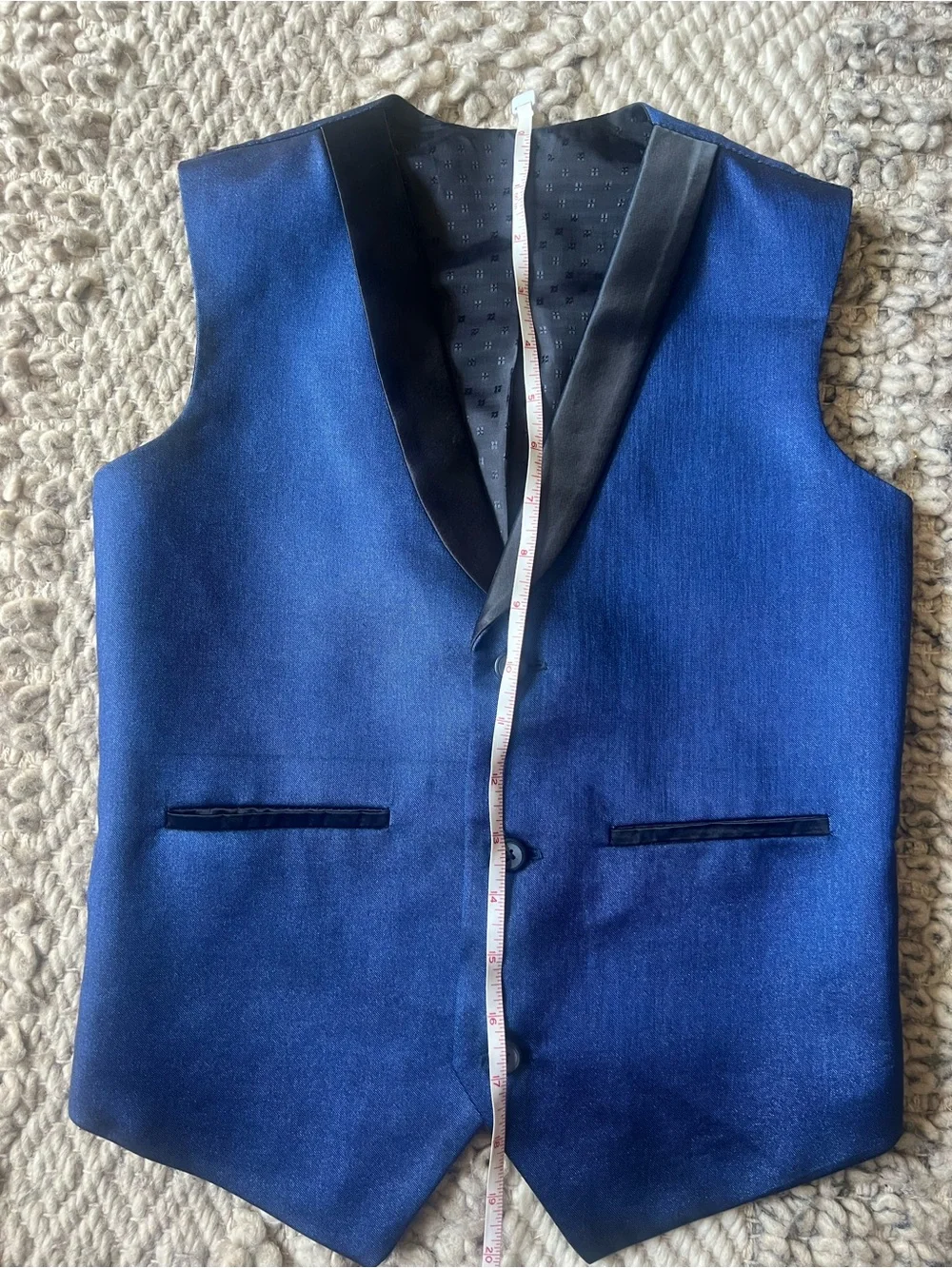 Boys Blue Satin-Trim Dress Vest